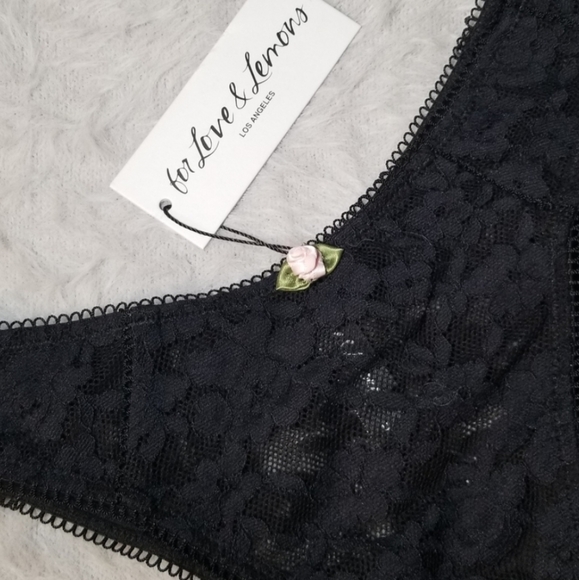 For Love and Lemons Black Lou Lace Thong Panty NWT - Picture 6 of 8
